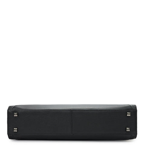 Carbon Leather Laptop Bag - Black