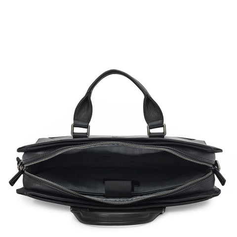 Carbon Leather Laptop Bag - Black