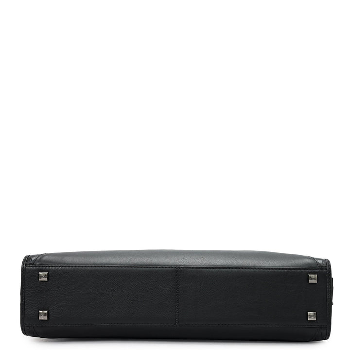 Croco Leather Laptop Bag - Black
