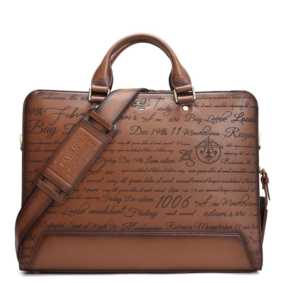 Signato Leather Laptop Bag - Cognac