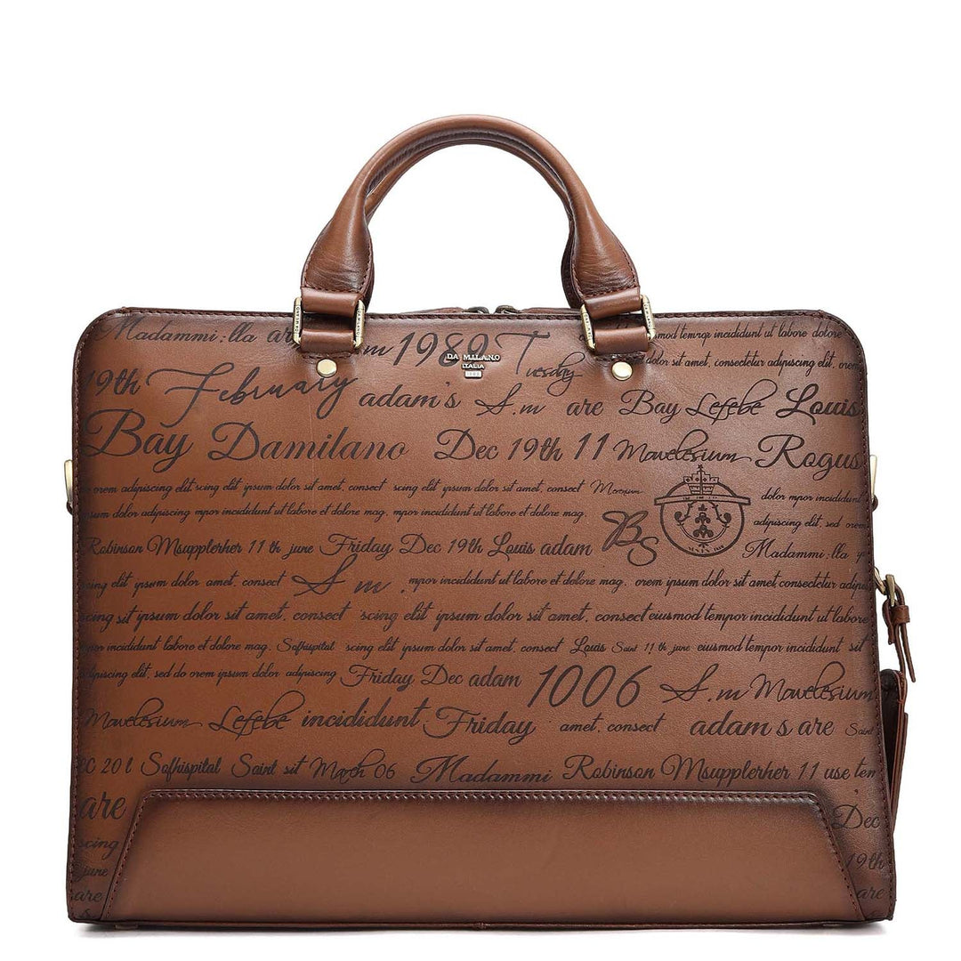Signato Leather Laptop Bag - Cognac