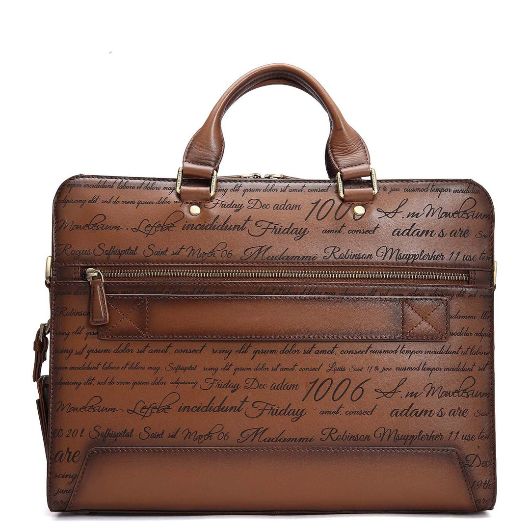 Signato Leather Laptop Bag - Cognac