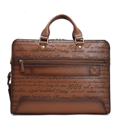 Signato Leather Laptop Bag - Cognac