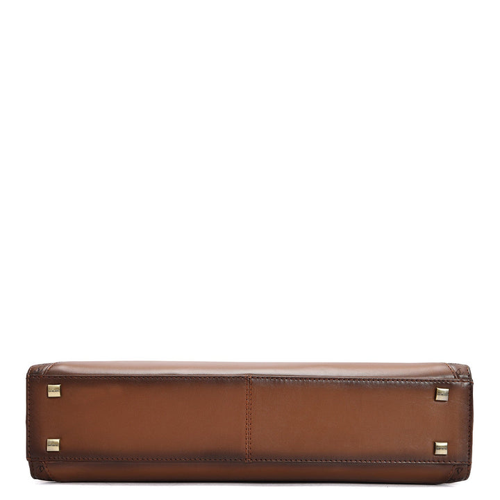 Signato Leather Laptop Bag - Cognac