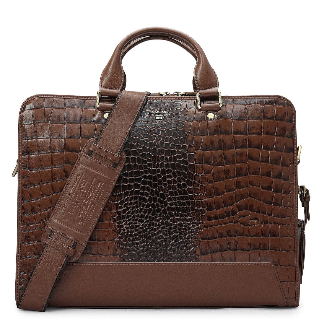 Croco Leather Laptop Bag - Date