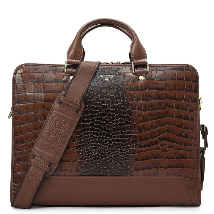 Croco Leather Laptop Bag - Date