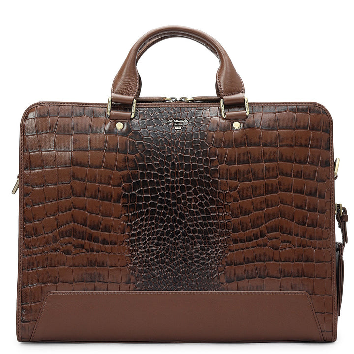 Croco Leather Laptop Bag - Date