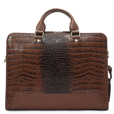 Croco Leather Laptop Bag - Date