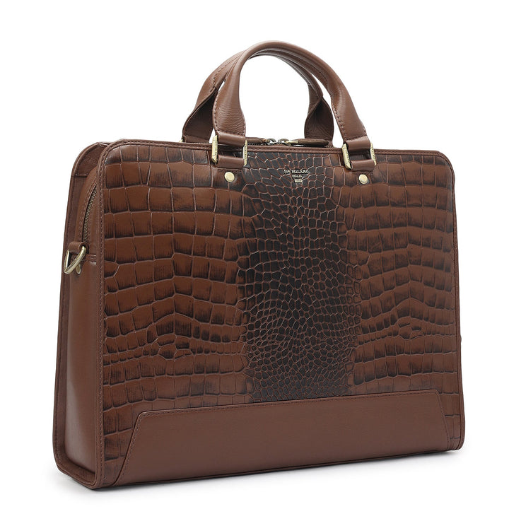 Croco Leather Laptop Bag - Date