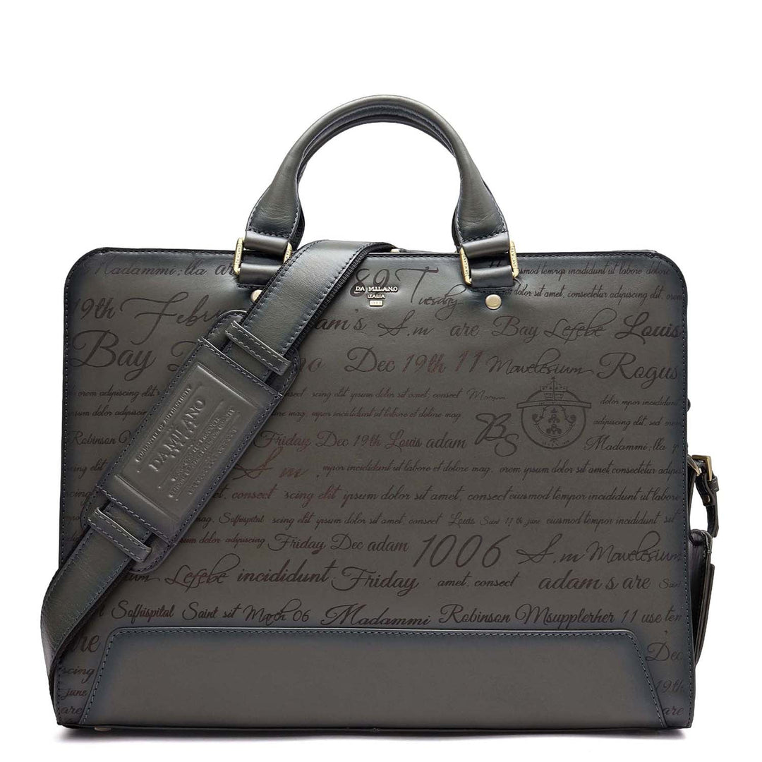Signato Leather Laptop Bag - Grey