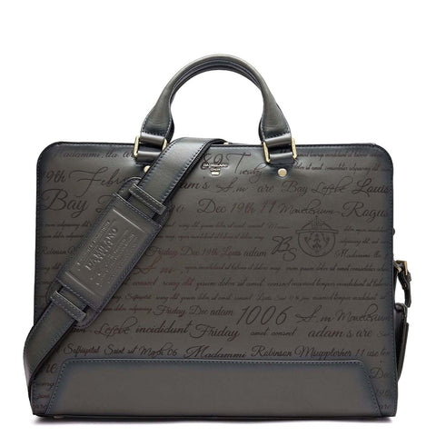 Signato Leather Laptop Bag - Grey