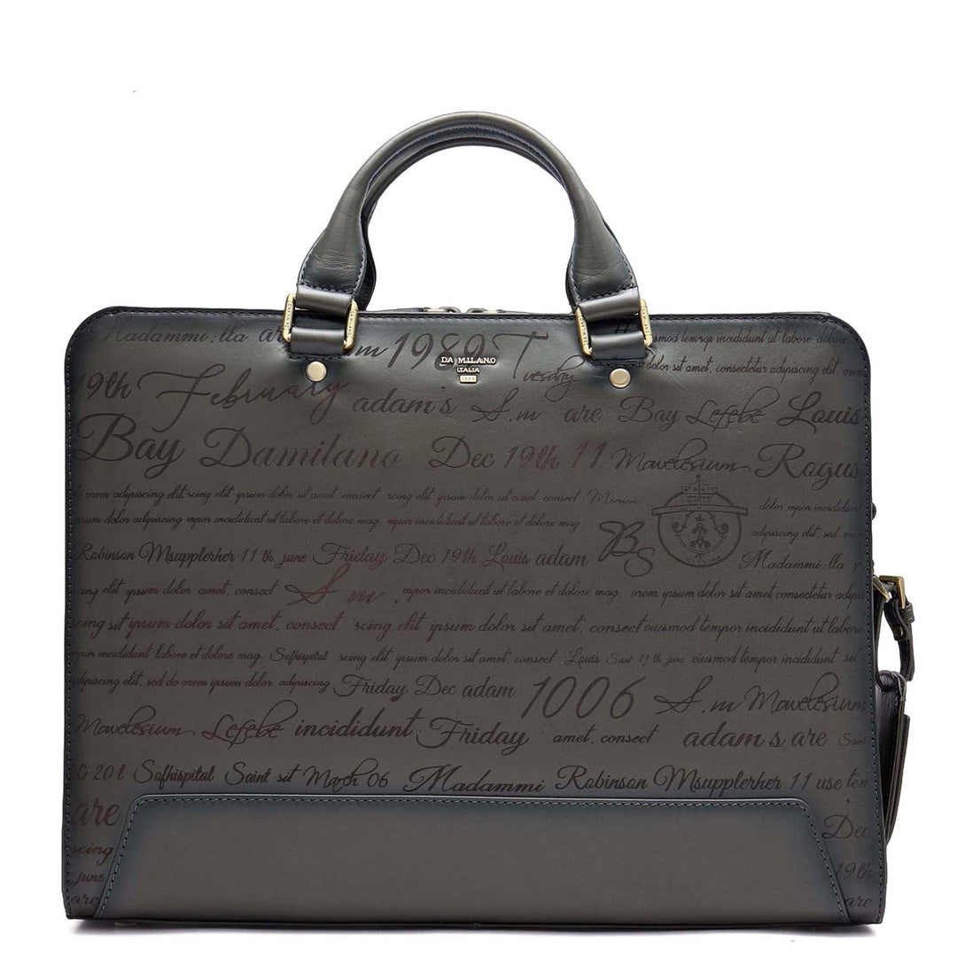 Signato Leather Laptop Bag - Grey