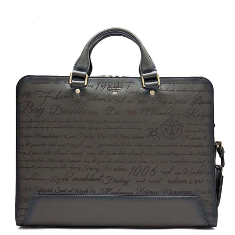 Signato Leather Laptop Bag - Grey
