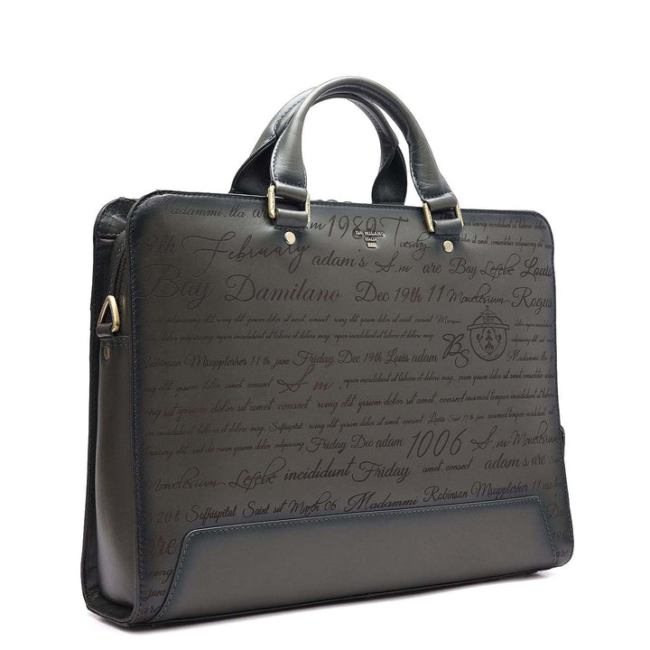 Signato Leather Laptop Bag - Grey
