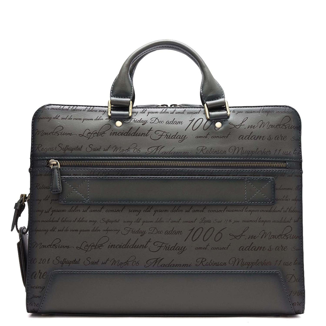 Signato Leather Laptop Bag - Grey