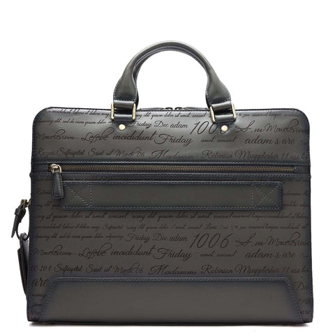 Signato Leather Laptop Bag - Grey