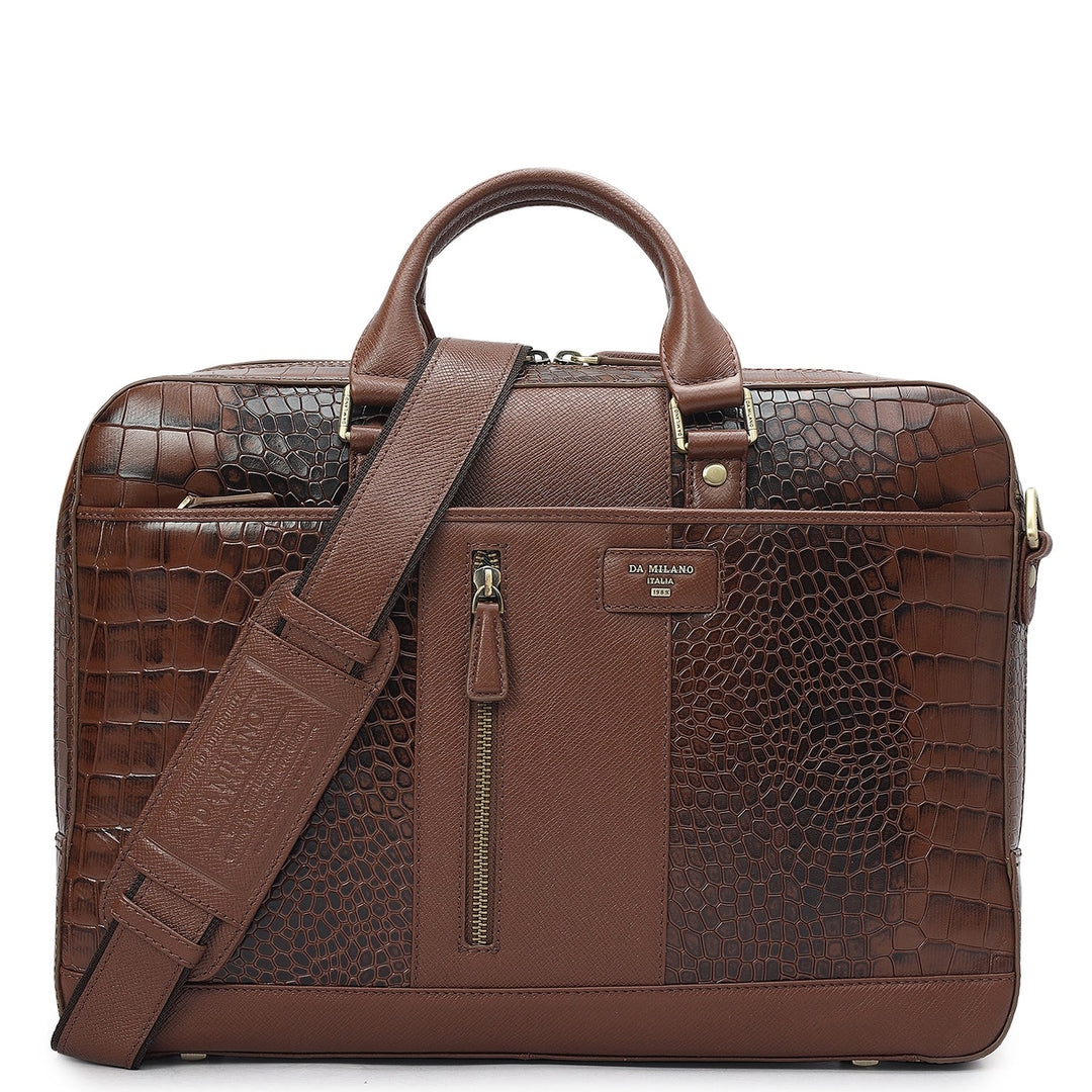 Croco Franzy Leather Laptop Bag - Date