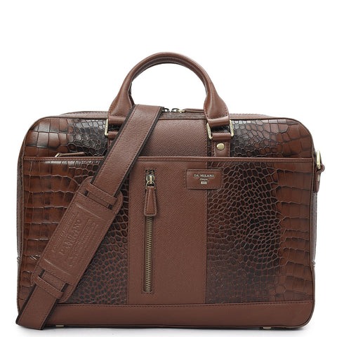 Croco Franzy Leather Laptop Bag - Date
