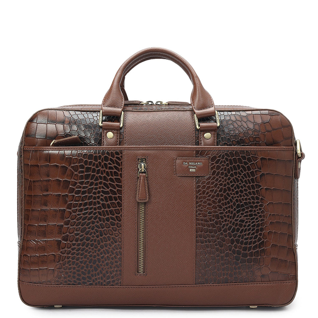 Croco Franzy Leather Laptop Bag - Date