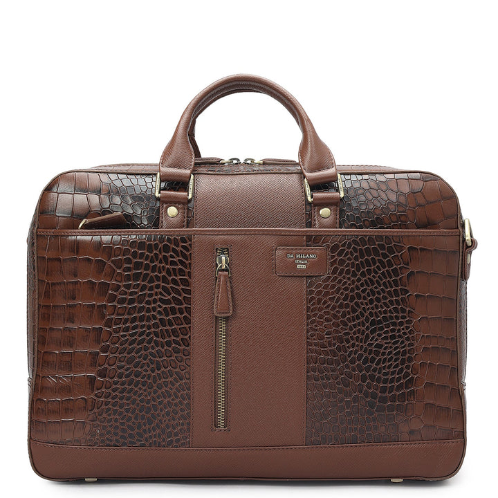 Croco Franzy Leather Laptop Bag - Date