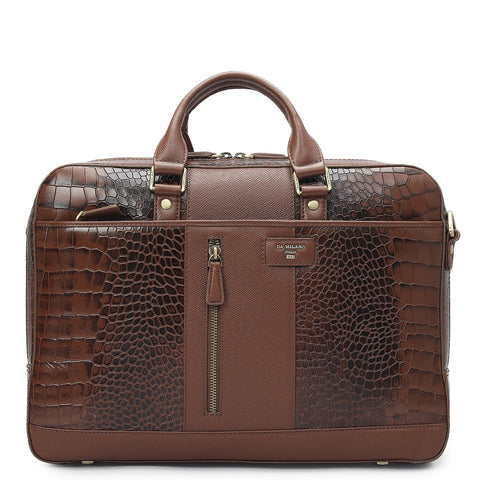 Croco Franzy Leather Laptop Bag - Date