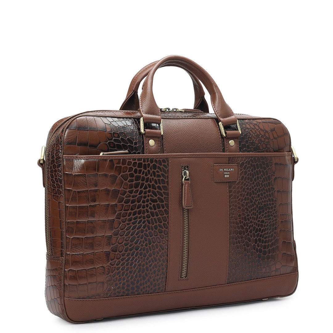 Croco Franzy Leather Laptop Bag - Date