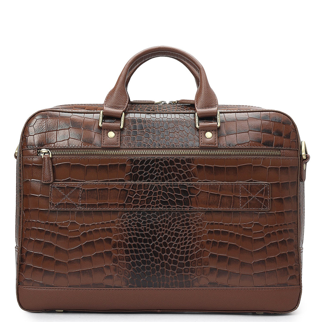 Croco Franzy Leather Laptop Bag - Date