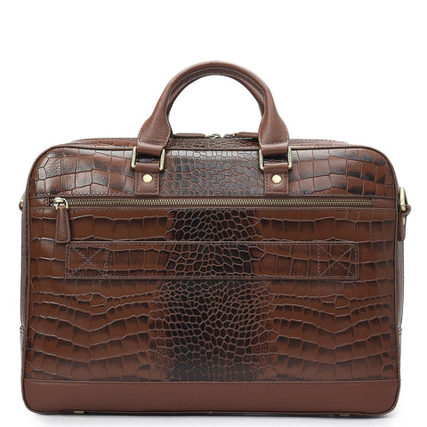 Croco Franzy Leather Laptop Bag - Date