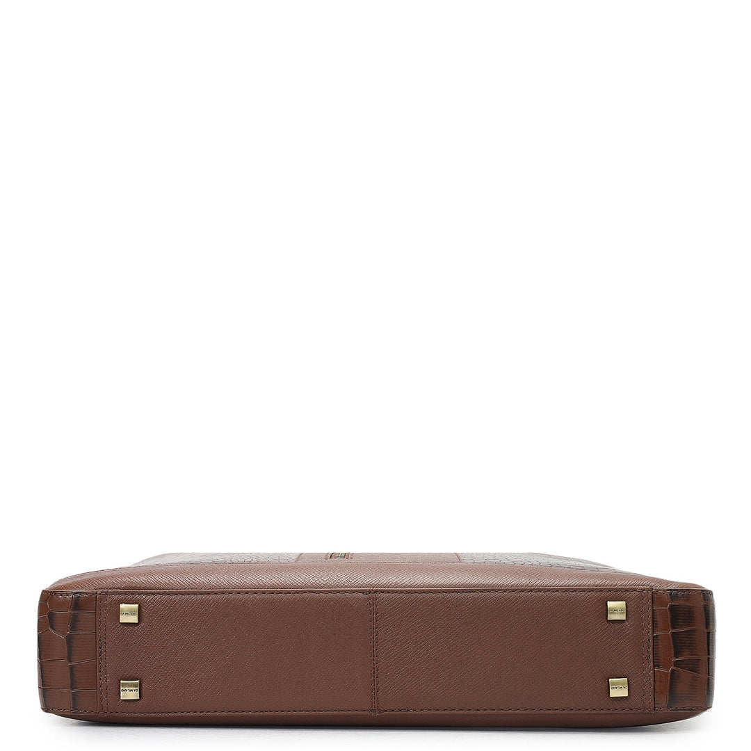 Croco Franzy Leather Laptop Bag - Date
