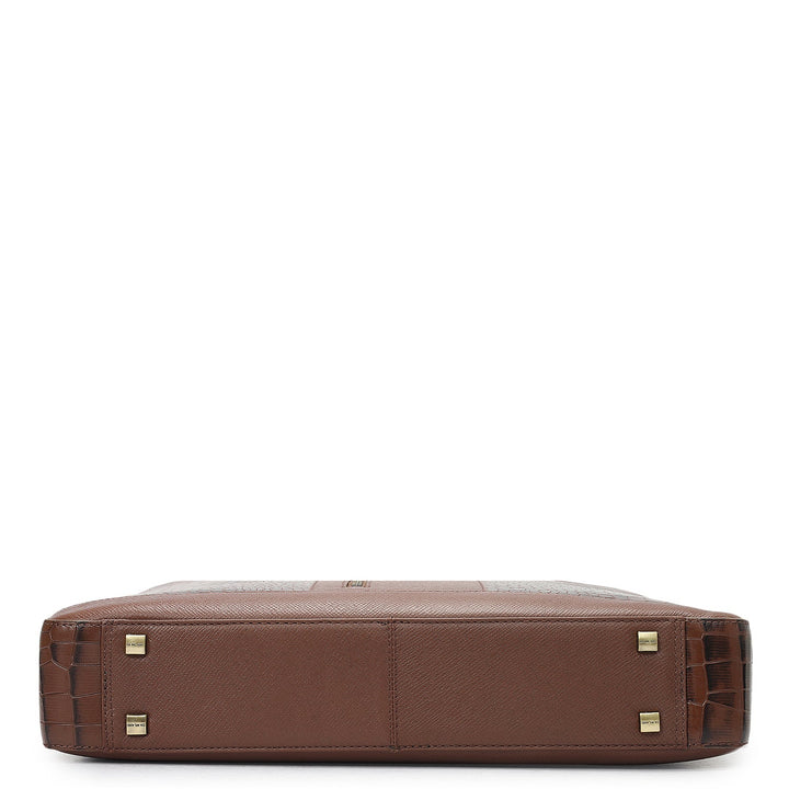Croco Franzy Leather Laptop Bag - Date