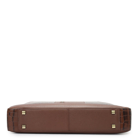 Croco Franzy Leather Laptop Bag - Date