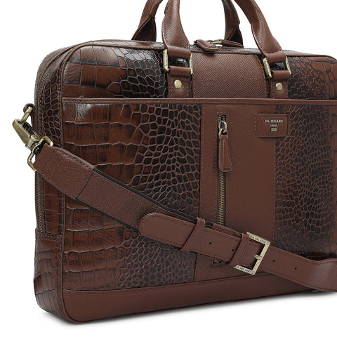 Croco Franzy Leather Laptop Bag - Date
