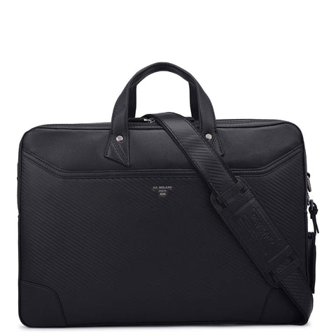 Carbon Leather Laptop Bag - Black