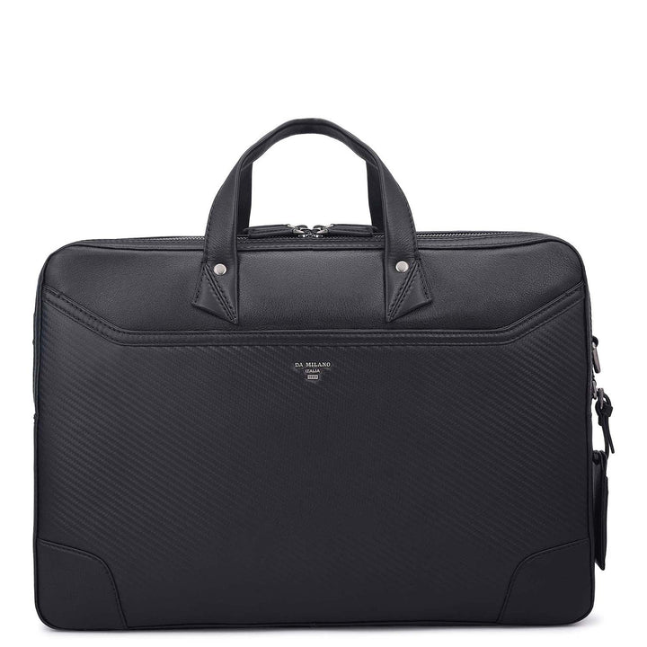 Carbon Leather Laptop Bag - Black