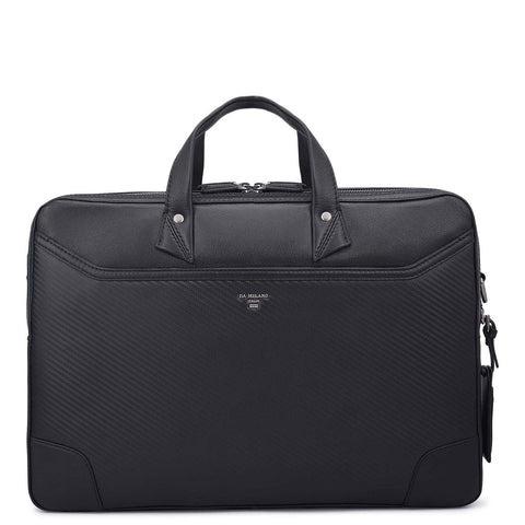 Carbon Leather Laptop Bag - Black