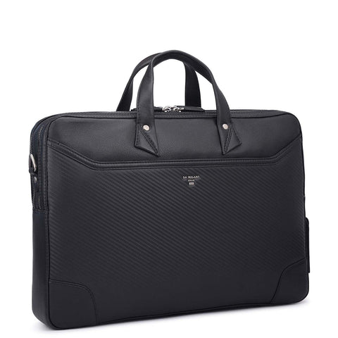 Carbon Leather Laptop Bag - Black