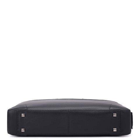 Carbon Leather Laptop Bag - Black
