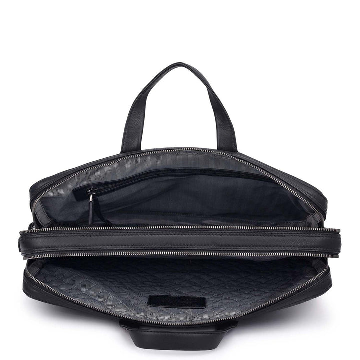 Carbon Leather Laptop Bag - Black