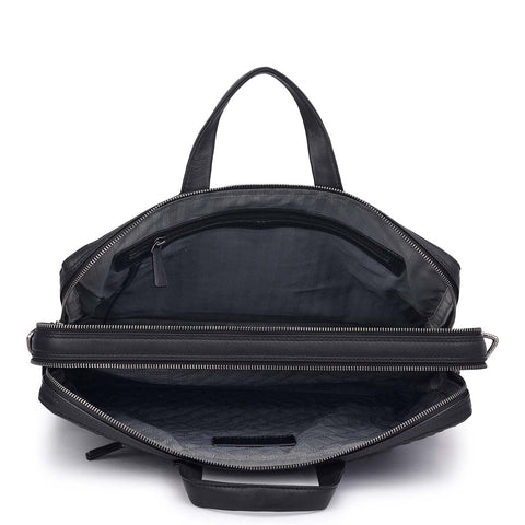 Ostrich Leather Laptop Bag - Black