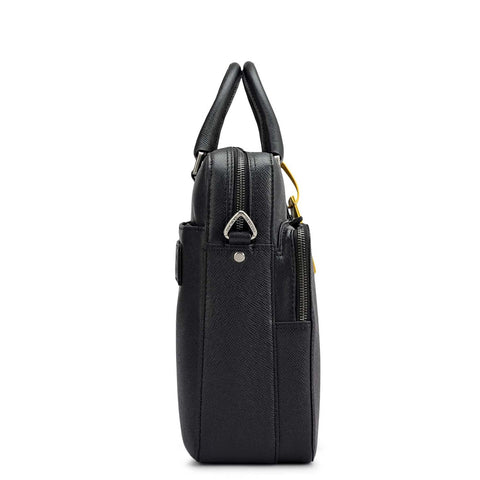 Franzy Leather Laptop Bag - Black