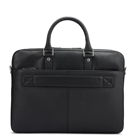 Franzy Leather Laptop Bag - Black