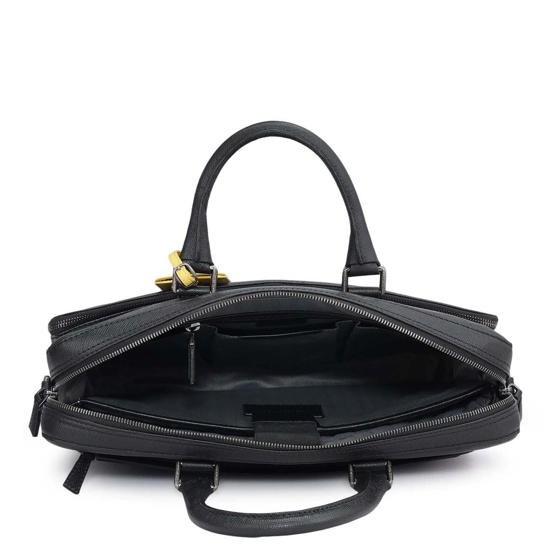 Franzy Leather Laptop Bag - Black