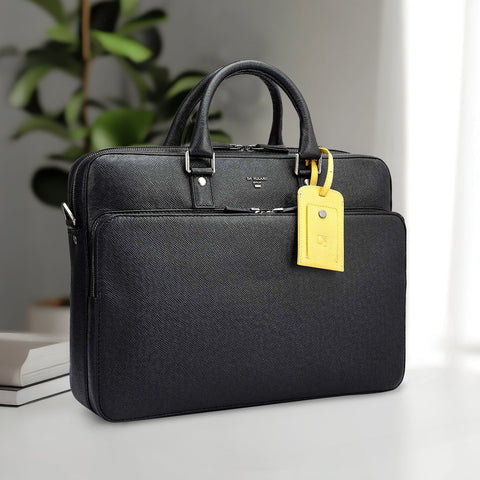 Franzy Leather Laptop Bag - Black