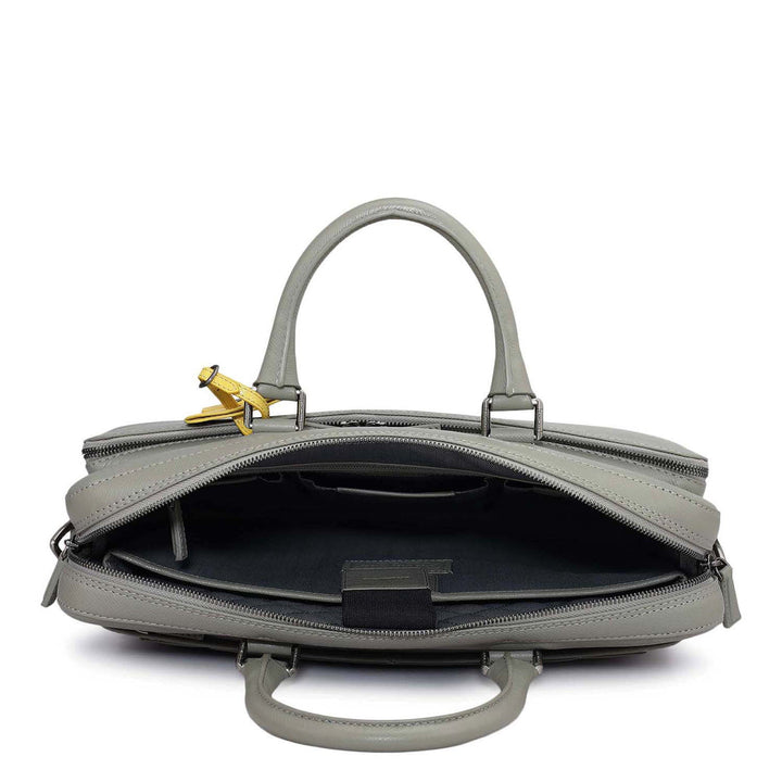 Franzy Leather Laptop Bag - Stone Grey