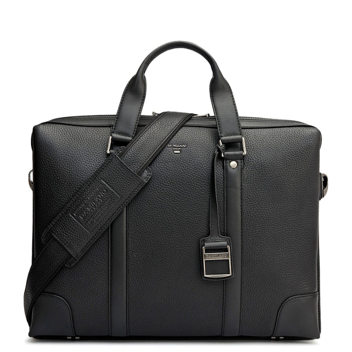 Wax Leather Laptop Bag - Black