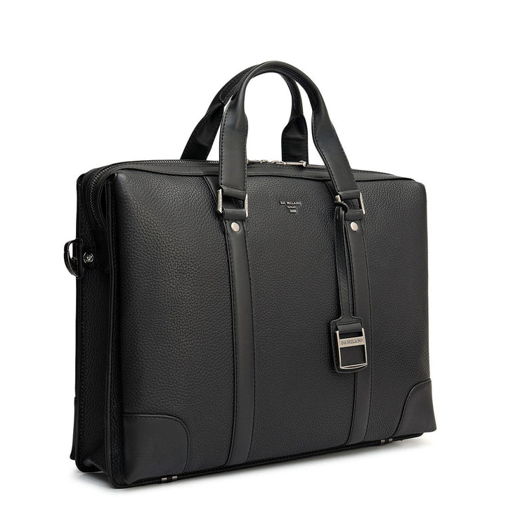 Wax Leather Laptop Bag - Black