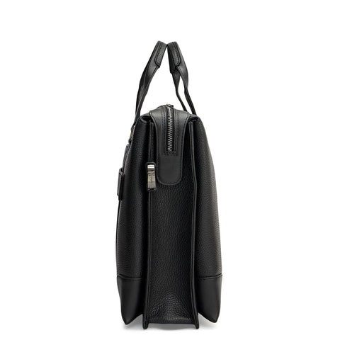 Wax Leather Laptop Bag - Black