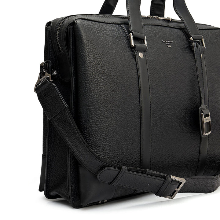 Wax Leather Laptop Bag - Black