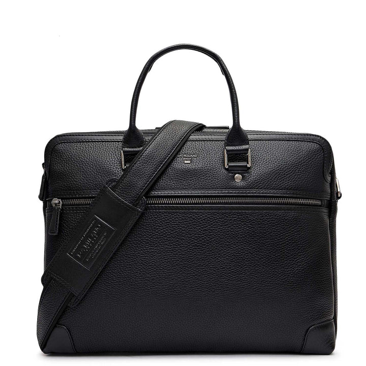 Wax Leather Laptop Bag - Black