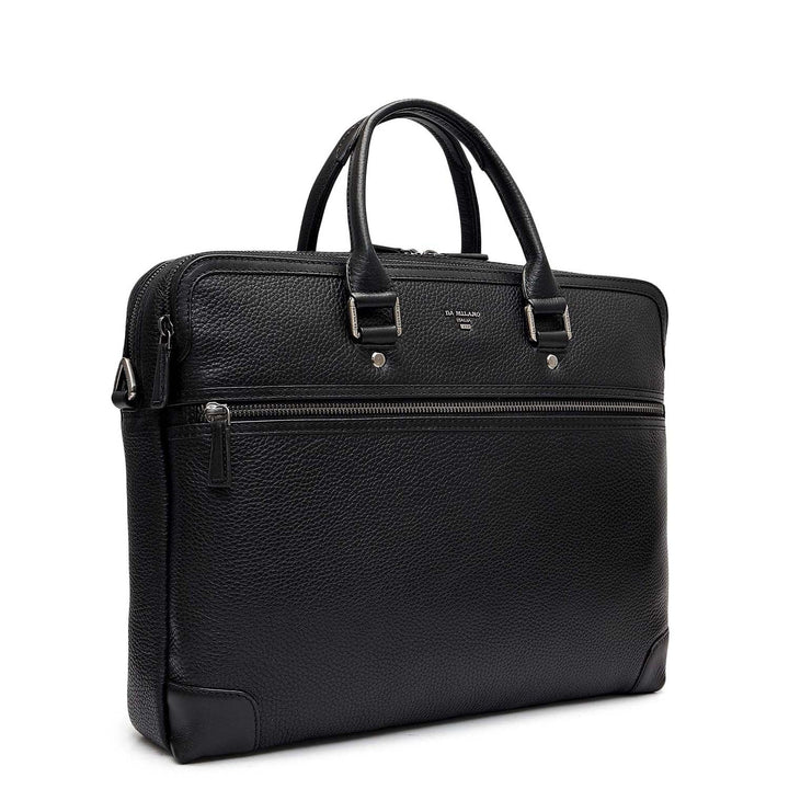 Wax Leather Laptop Bag - Black